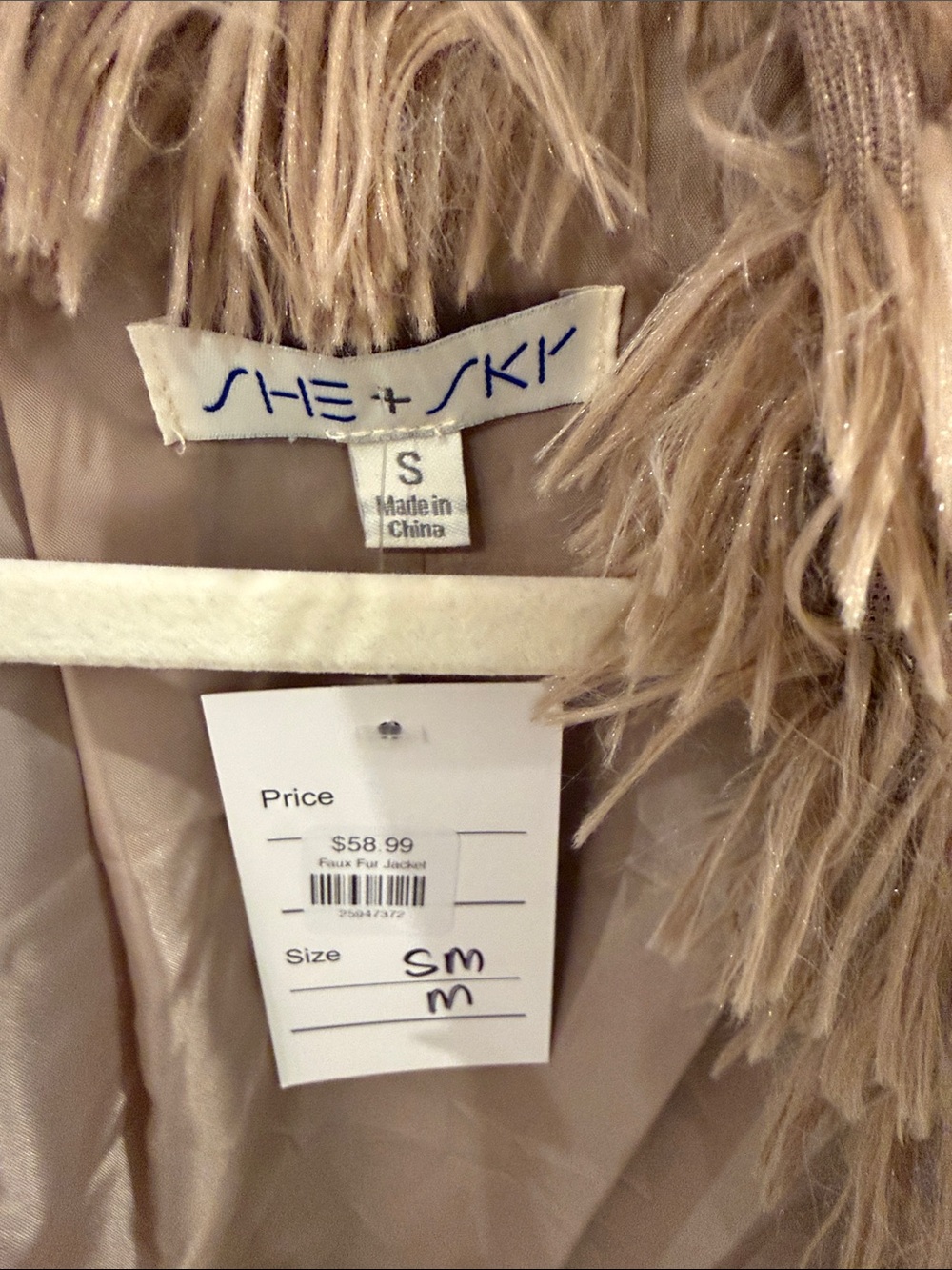She + Sky Taupe Faux-Fur Teddy Jacket - Picture 3 of 3
